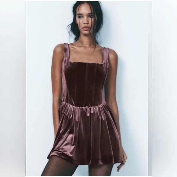 Zara Corset Velvet Mini Dress - Picture 8 of 12